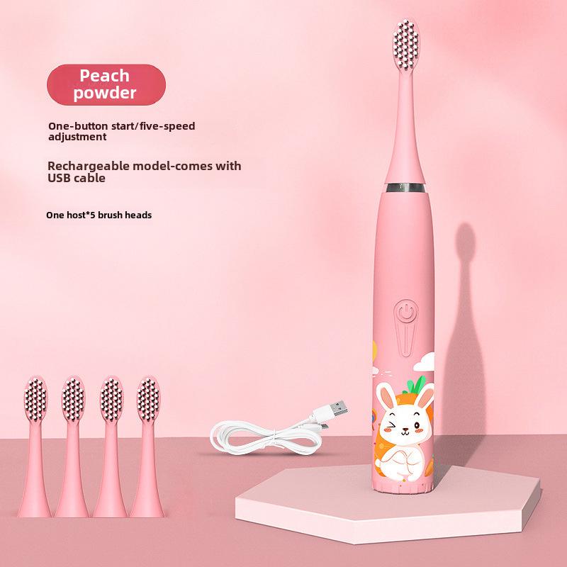 Waterproof Ultrasonic Kids' Electric Toothbrush - Cute Cartoon Design, Soft Bristles, IP7 Rated, Perfect Gift