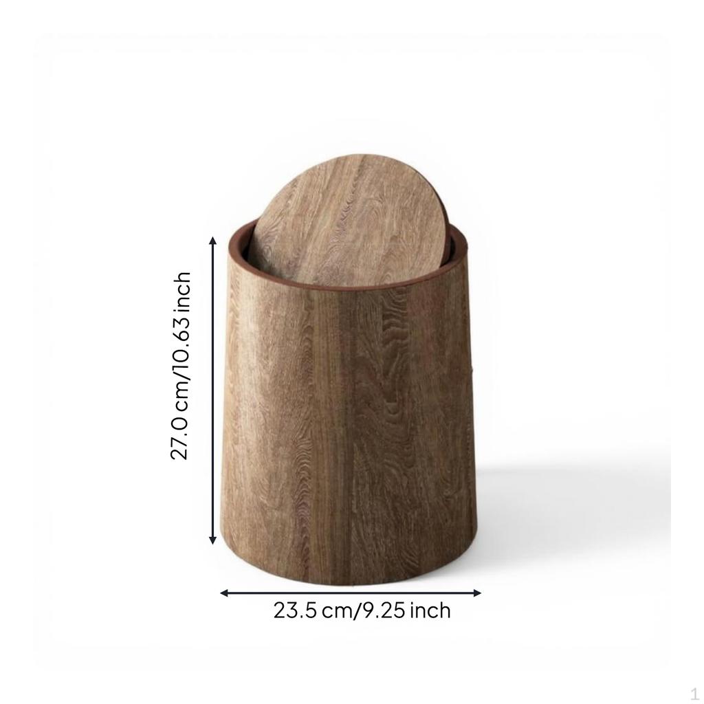 Retro Wood Grain Trash Can, Large Capacity Wastebasket, for Bedroom, Kitchen, Office Faux