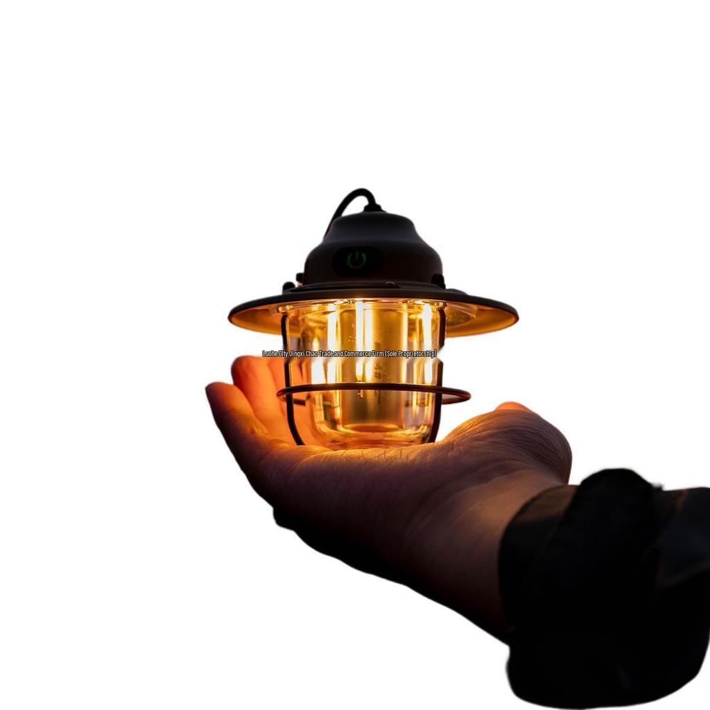 Mini Pinecone Retro Handheld Lamp - 8h Battery Life Outdoor Camping Light