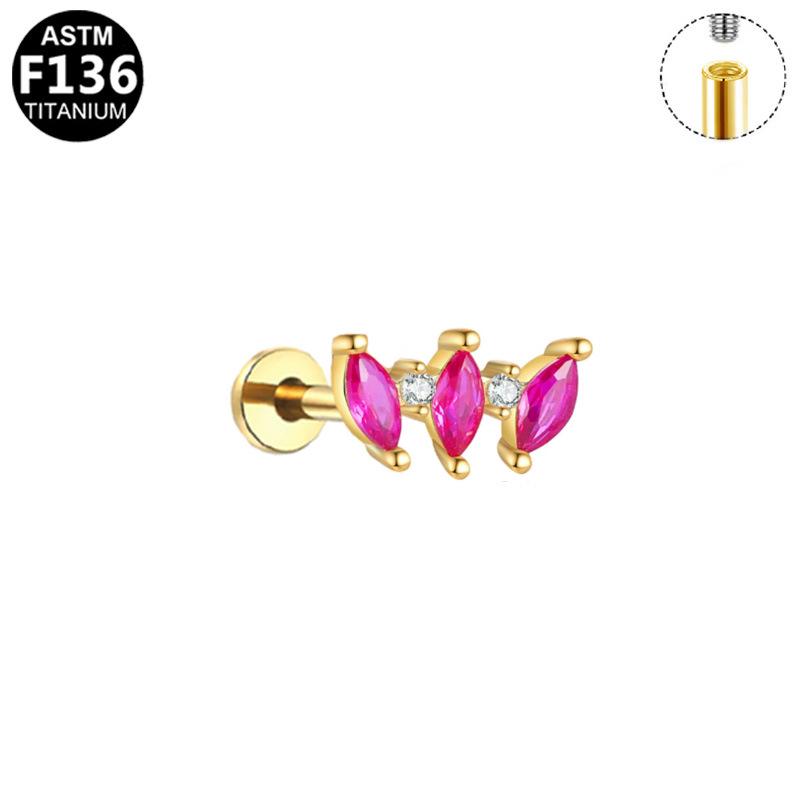 Elegant Titanium Alloy Zirconia Stud Earrings - Versatile Internal Thread for Ear Cartilage & Lip Piercings