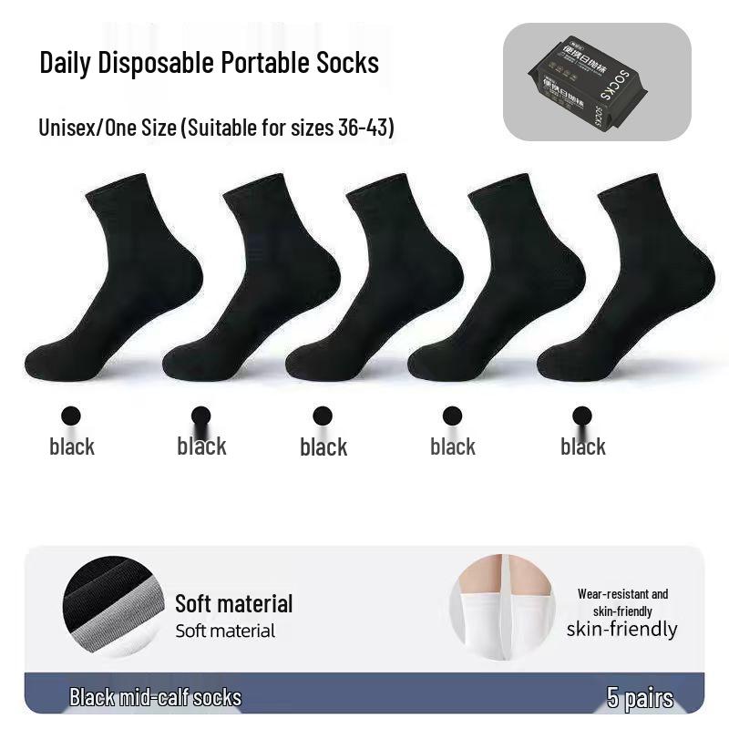 Unisex Disposable Socks for Travel & Daily Use: All-Season, Mid-Calf, No-Wash, Convenient, Perfect for Business Travel & Casual Wear.
