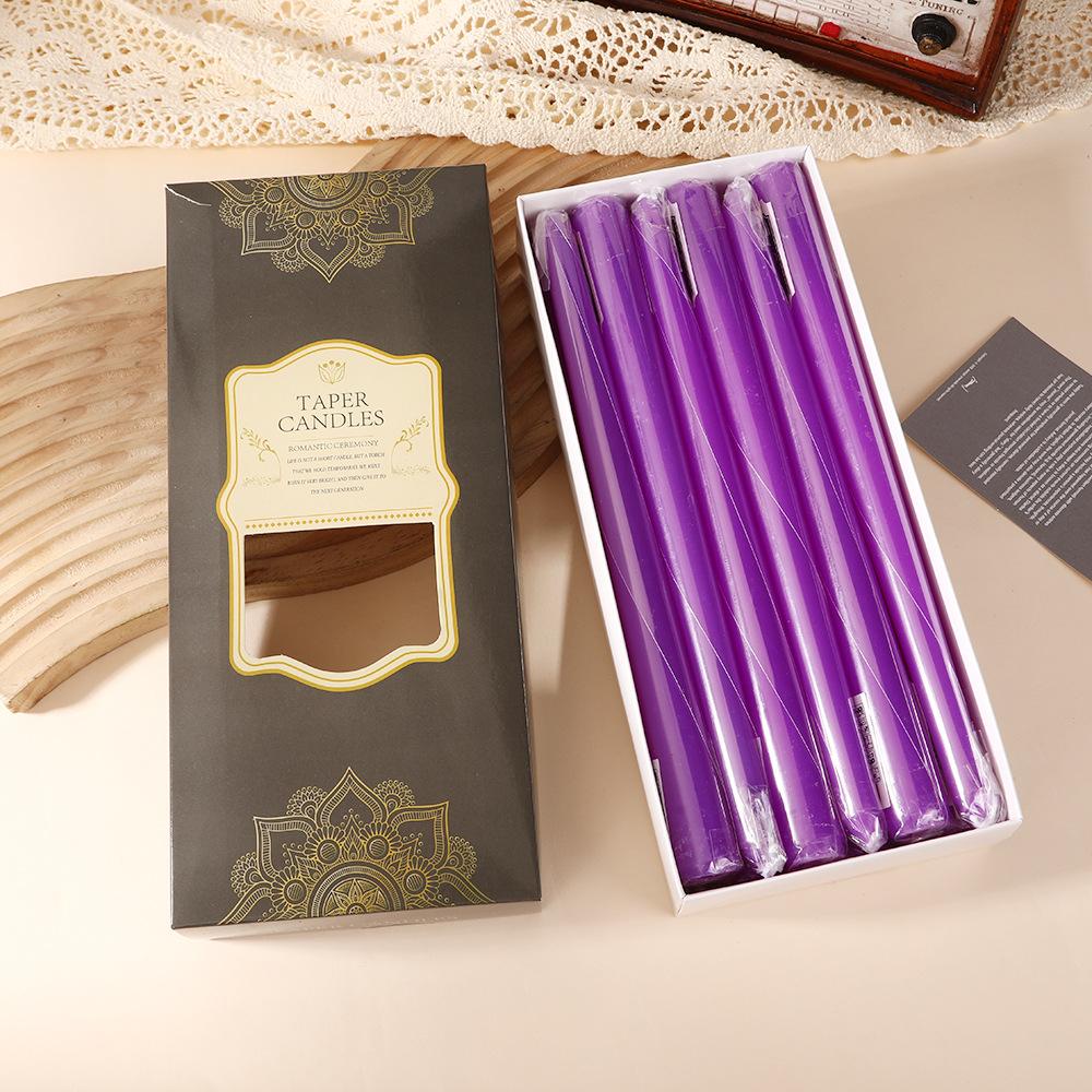 12-pack European Classic Colorful Long-stem Candles for Household Power Outage Emergency Taper-less Candles