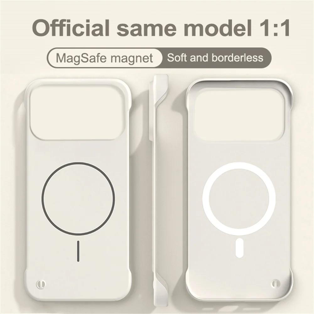 Ultra Thin Matte PC For Magsafe Frameless Magnetic Phone Case For iPhone 16 17 Pro Max Air 16E 14 1513 12 Wireless Charge Cover