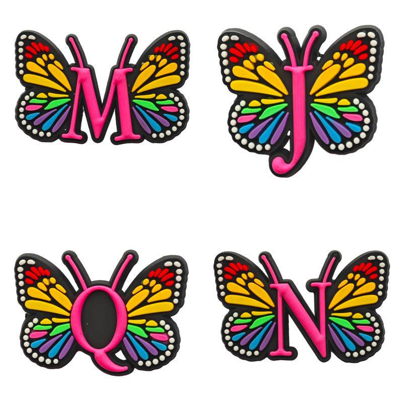 Cross-border Cute Detachable PVC Shoe Ornaments: Butterfly, Letter, Cartoon Designs for Festival and Party Shoes