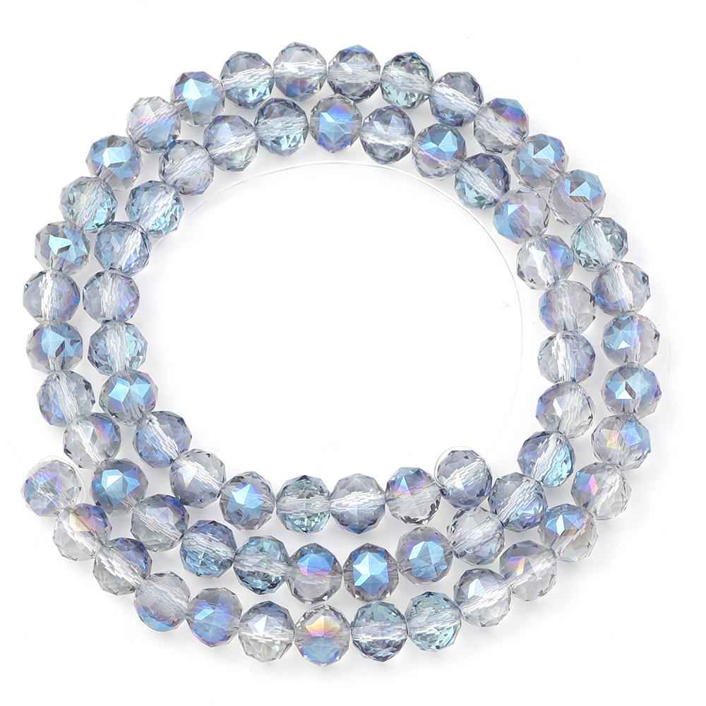1 Strand 8mm Faceted Crystal Beads Transparent Colored Loose Spacer Round Glass Beads DIY Earrings Bracelet Jewelry Accessories