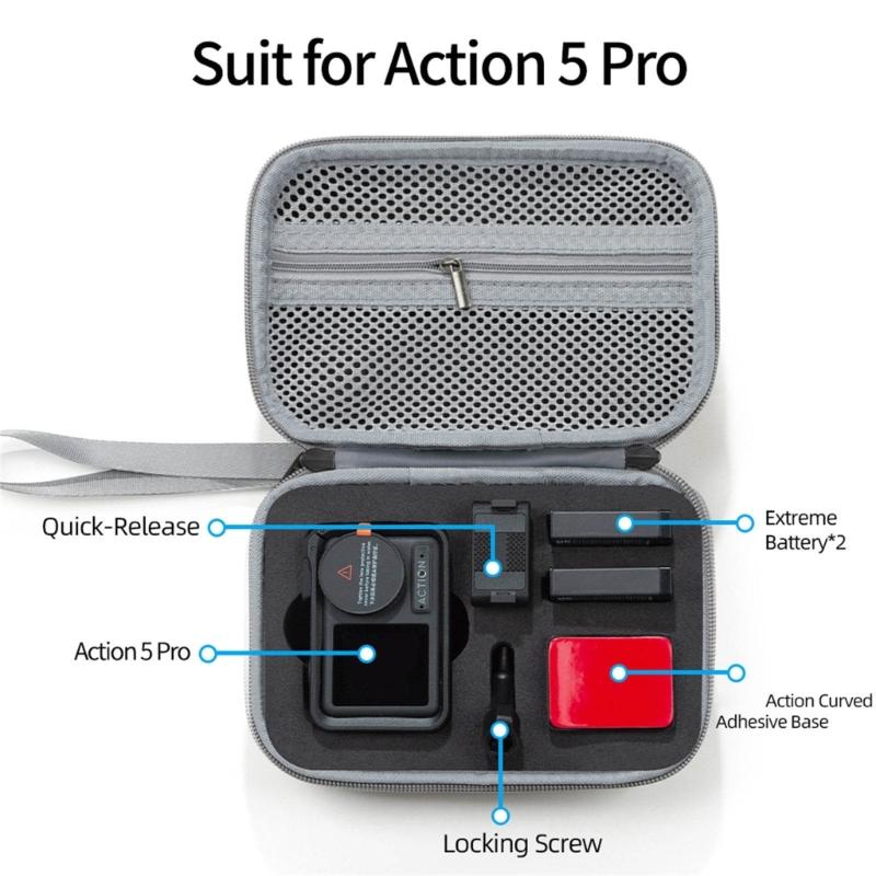 Small Storage Bag For Action 5Pro Camera Case, Soft Padded Protections, Water Resistant Exterior Organizers Handbag