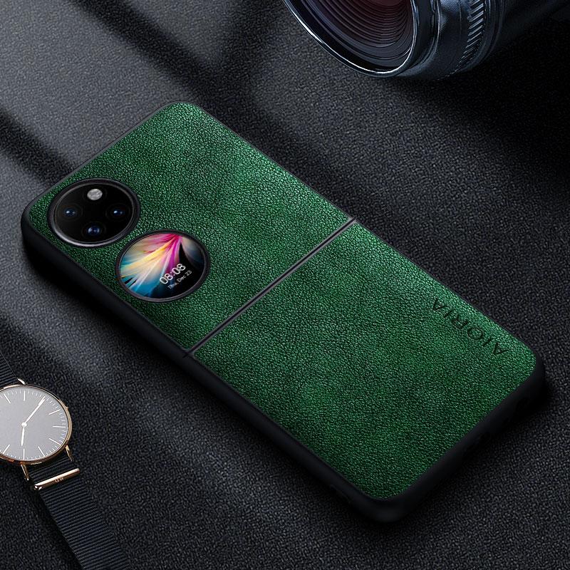 Premium Luxus Leder Handyhülle für Huawei P60 P50 Pocket 5G Retro Business Stil Einfarbige funda capa Hülle