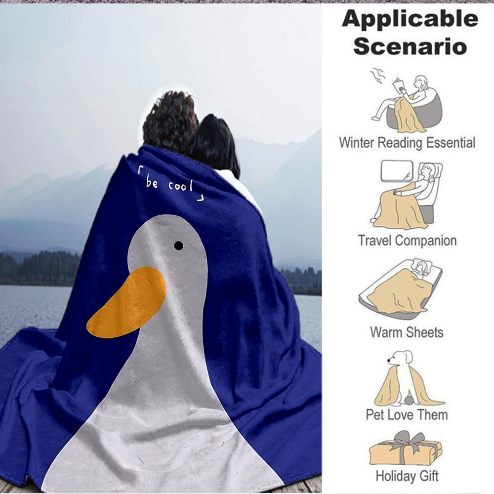1pc Duck BeCool Lightweight Flannel Blanket, Comfortable and Warm Blanket, for Office and Camping Sofa Bed, Livingroom007