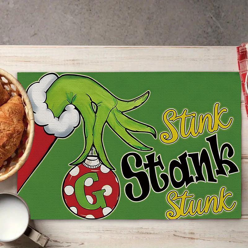 Weihnachts-Platzsets Baum-Muster Tischsets Hitzebeständige Leinen-Platzsets für Esszimmer- und Küchendekor für Festtagsmahlzeiten, Zusammenkünfte, Partytisch
