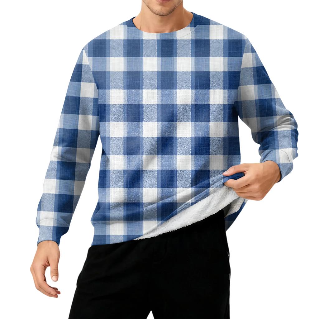 Men's Round Neck Fleece-Lined Thick Warm Sweatshirt