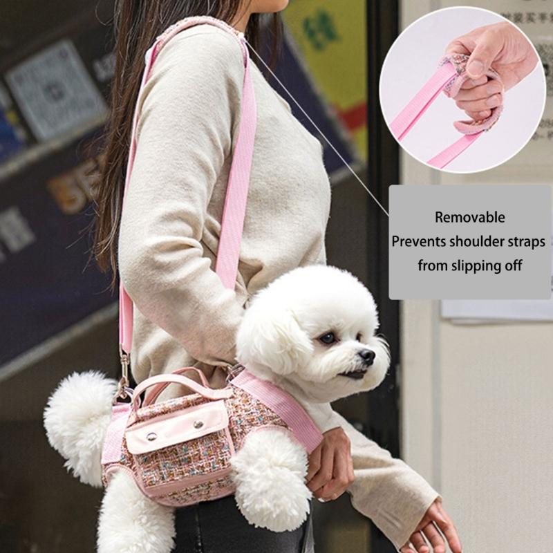 Borsa a Tracolla Portacani con Manico e Guinzaglio per Animali Domestici Piccoli
