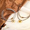 Rhinestone Love Irregular Multi-Layer Collarbone Chain Bracelet, Leopard Print High-End Metal Style Fashion Jewelry Women