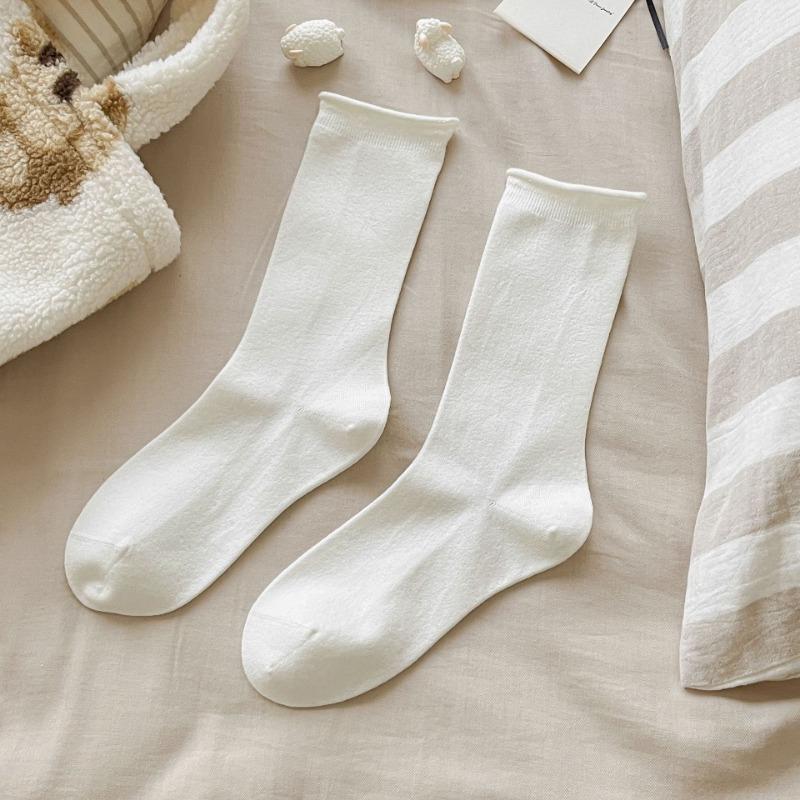 Women's Autumn Warm Simple Solid Color Curled Wool Pile Cotton Socks