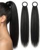 2 Stück Haarpferdeschwanz-Extensions für Damen, Haarverlängerung für Damen Echthaar, 2er-Set mit glatten und lockigen Stilen, Clip-Haarverlängerungen für Da