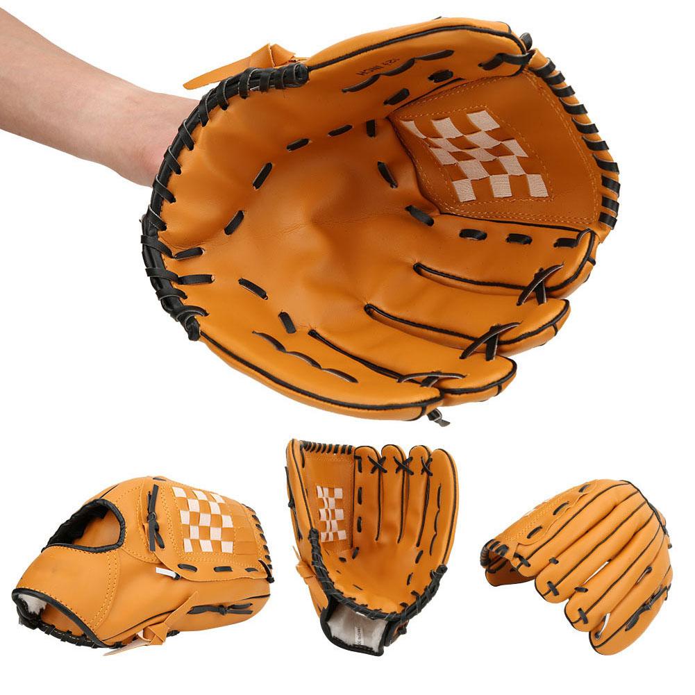 PVC Thicken Baseball Glove Training Competition Gloves for Adults Children(Brown 12.5inch)