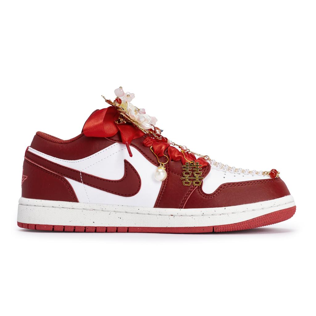 Jordan Air Jordan 1 811 Manufacture Heart Lotus Gift Gold Box Low-Top Vintage Basketball Shoes Men's Red White Gold FJ3459-160(Team80-S-BOX)