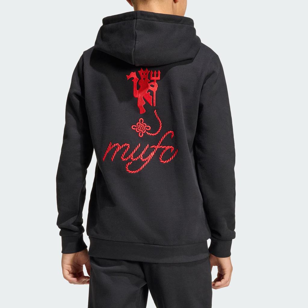 Adidas Oryginalna bluza z kapturem na co dzień Manchester United, luźna, z długim rękawem, dla dzieci, dziecięce bluzy z kapturem JM5570