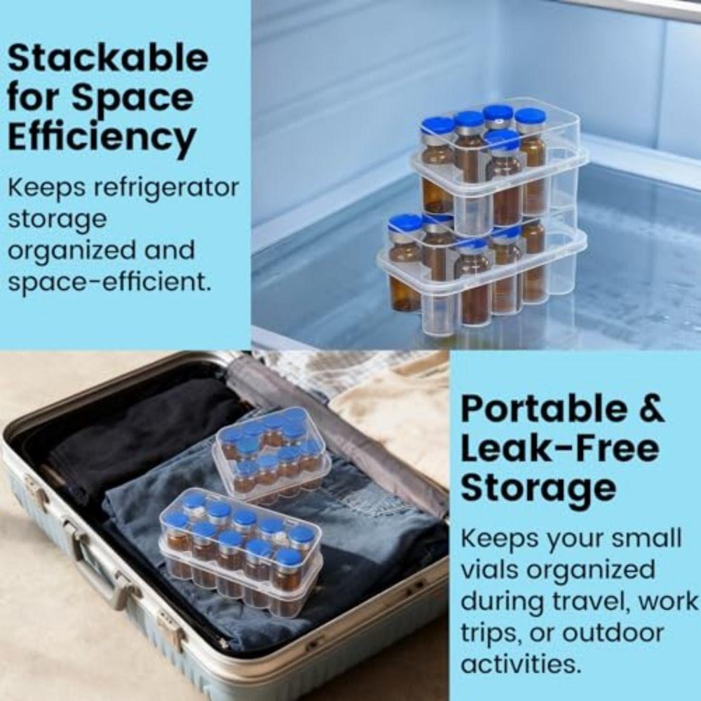 Stohovatelný úložný box na mikrotubičky 10 přihrádek Box na mrazicí zkumavky Pouzdro na vialky Organizér do lednice