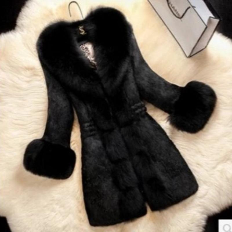 Mom's Imitation Fur Coat for Women - 0 Years Old Medium and Long Imitation Mink Rex Rabbit Fur Integrated Fashion and Warmth