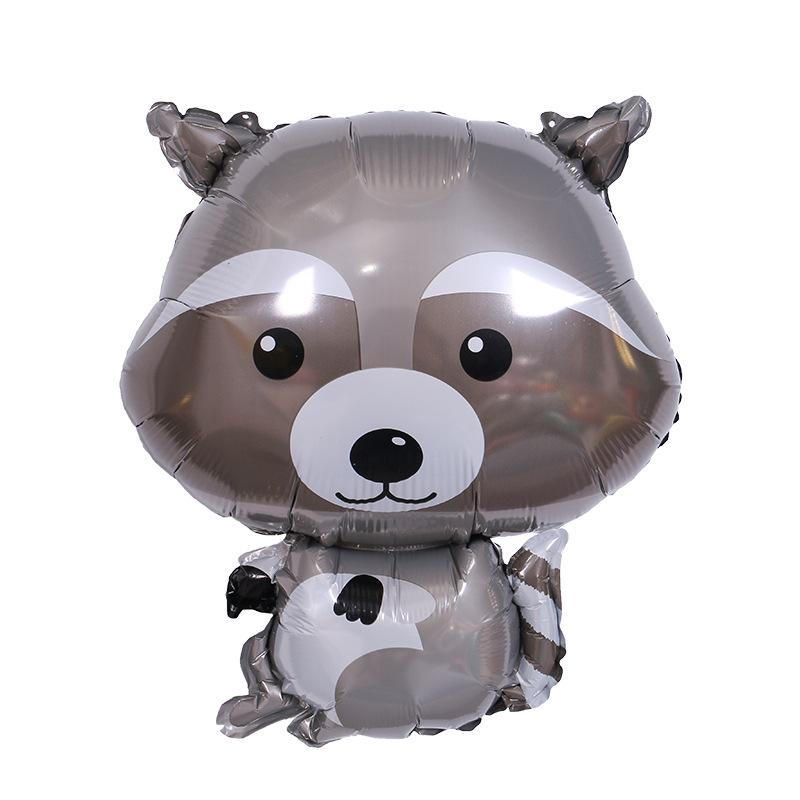 Cartoon Forest Animal Balloons: Hedgehog, Raccoon, Squirrel, Rabbit - Jungle Party Foil Decorations