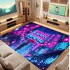 City Cyberpunk Theme Crystal Velvet Floor Rug Personalized Custom Name Text Warm Carpet Home Decoration