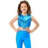 Costume da Bambina Anni '70 Disco Paillettes Lucide Girocollo Top Metallizzato Senza Maniche