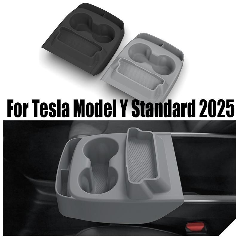 For Tesla Model Y Standard Central Control Silicone Cup Phone Card Holder Armrest Expand Storage Box Car Interior Accessories