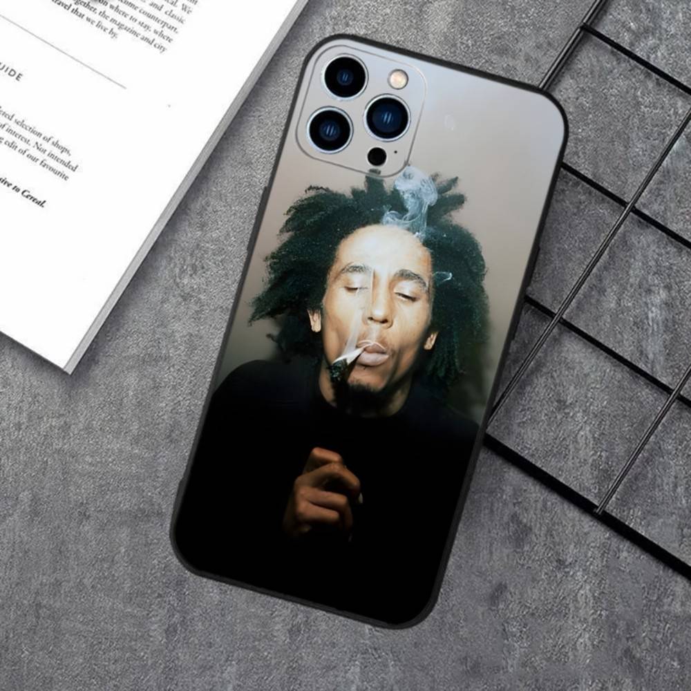 Bob Marley Rasta Lion Phone Case For iPhone 16e,16,15,14,13,12,11,XS,XR,X,8,7,Pro,Max,Plus,mini Silicone Black Cover