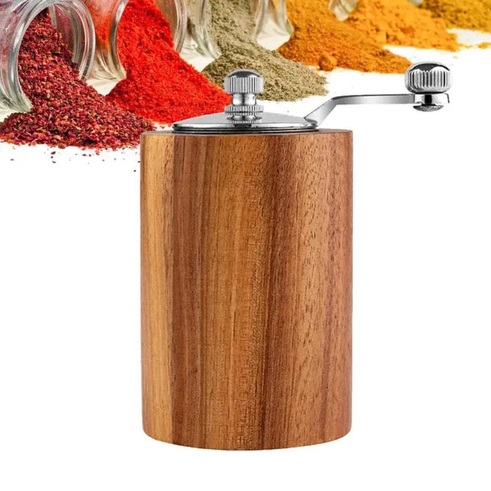 Cylindrical Wooden Salt Pepper Grinder Adjustable Coarseness Grinding Bottle  Seasoning