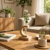 Home Decoration Hydroponic Flower Pot Wooden Small Glass Vase Decorative Vase  Desktop Decor