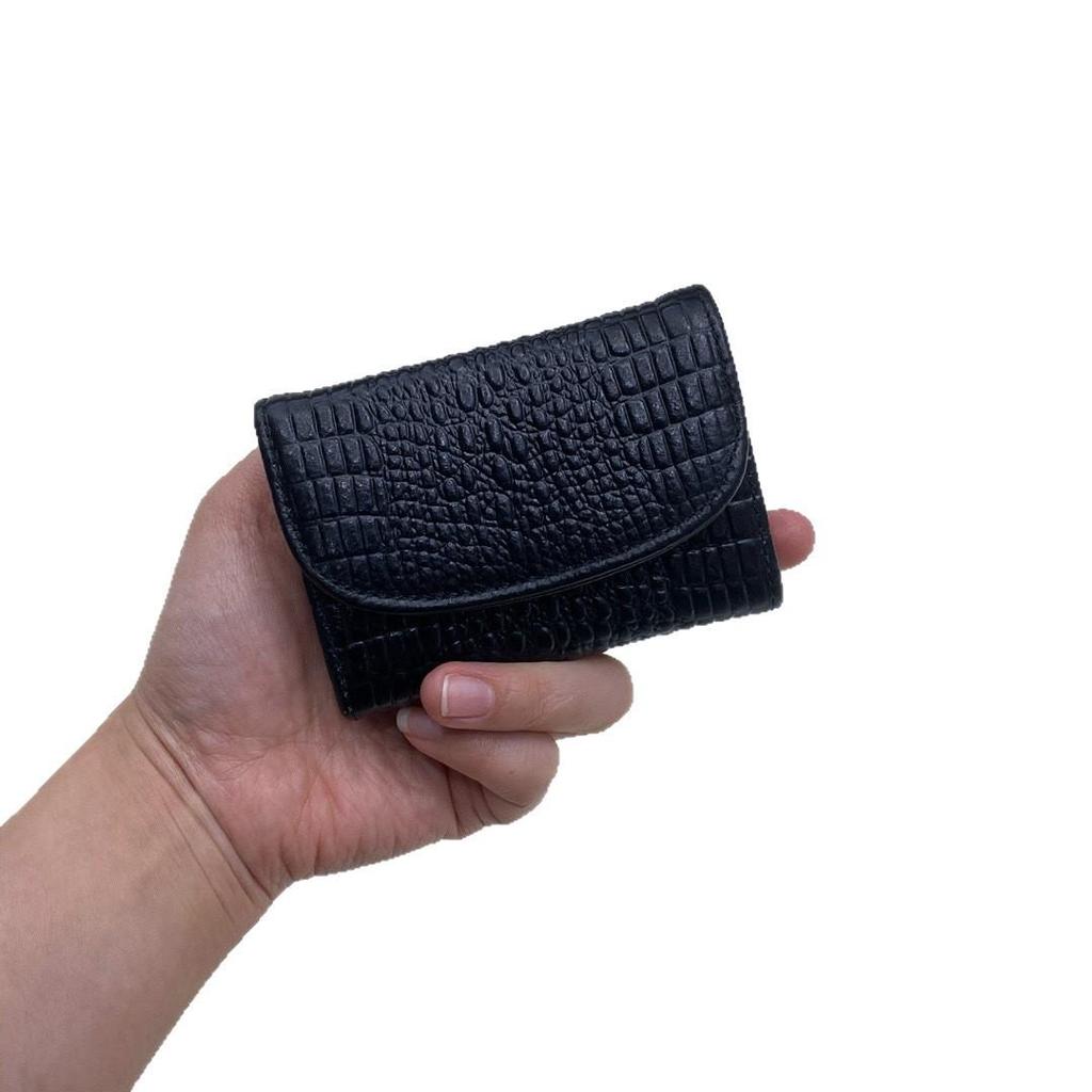 2025 Genuine Leather Ladies Accordion Card Holder & Coin Purse - Embossed Short Wallet