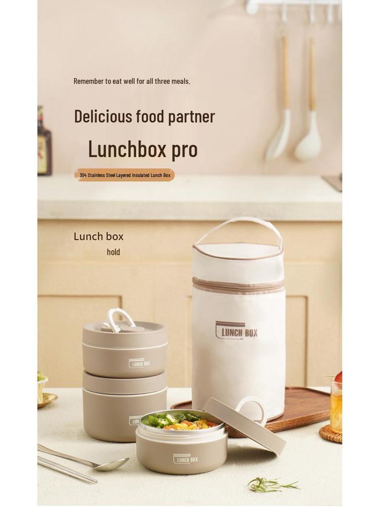 304 Stainless Steel Multi-layer Bento Box with Soup Bowl - Portable & Insulated