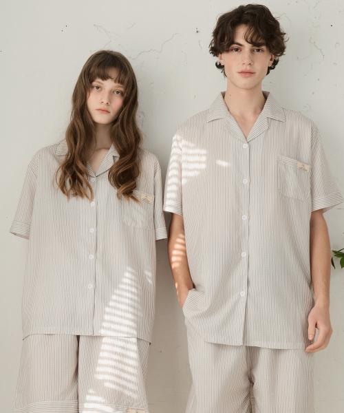 [Pink Zone] Moonlight Short-Sleeve Collar Pajama Set [Shipped from Korea] 100% Authentic M