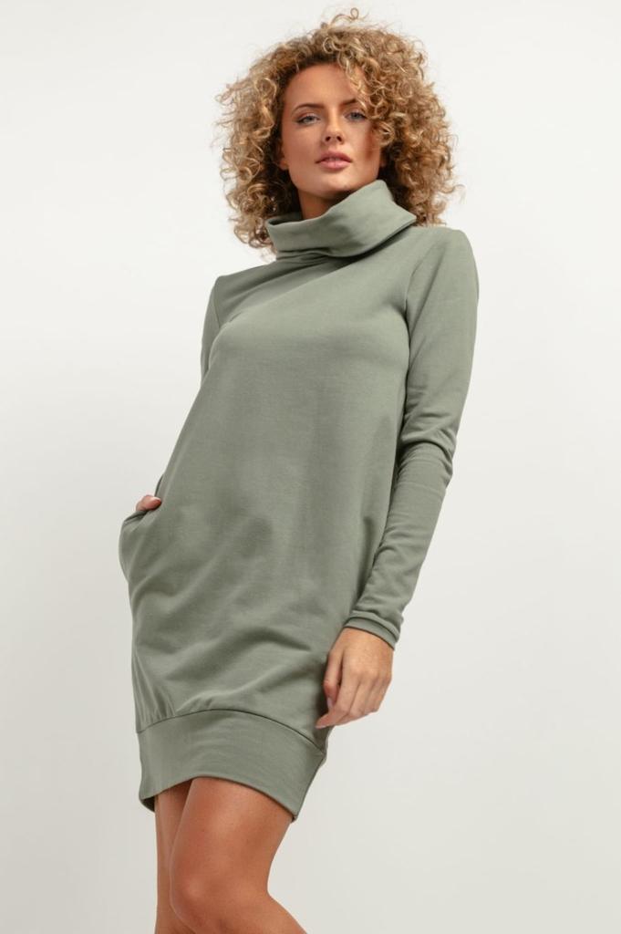 Sweatshirt dress with cowl T376 cappuccino XS