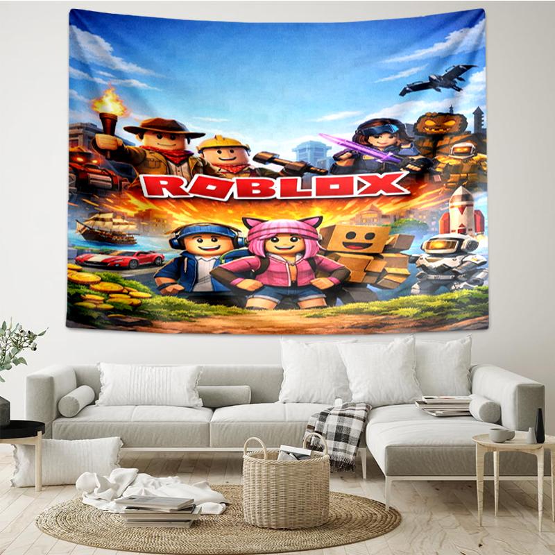 Roblox Print Tapestry, Backdrop, Easy Setup, Ideal for Bedroom, Office & Living Room, with Aesthetic Wall Hanging Decor.