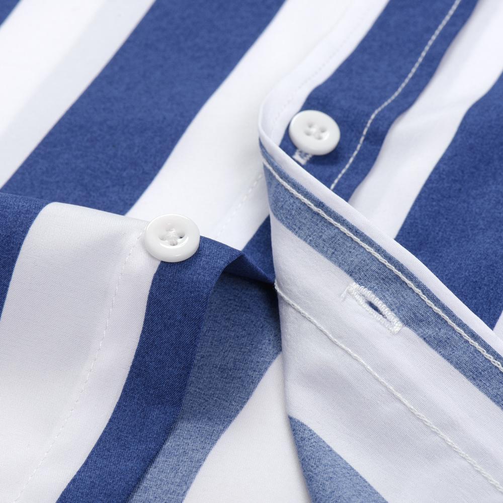 Men‘s Stylish Stretchy Striped Button-Down Shirt - Comfortable Long Sleeve Business & Casual Top - Color Block Design, Spring Summer