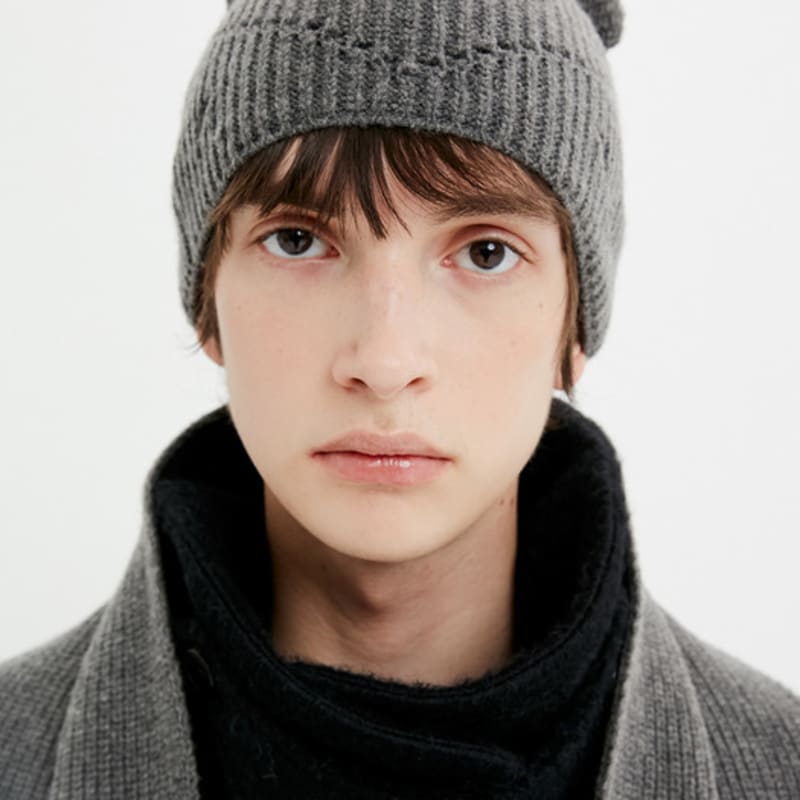 

Шапка-бини MOONSUN с узором аргайл и дырками / Темно-серый One