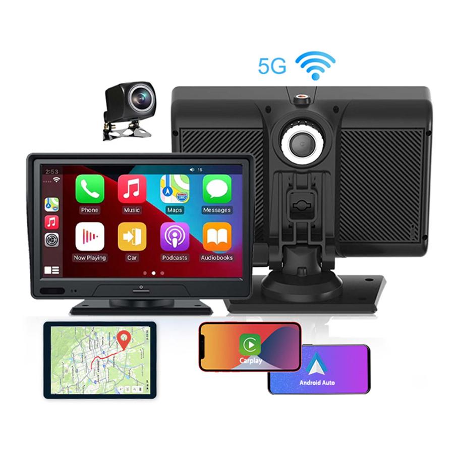Dash Cam Portable 7" Screen Support Wireless Carplay & Android Auto +Rear Camera