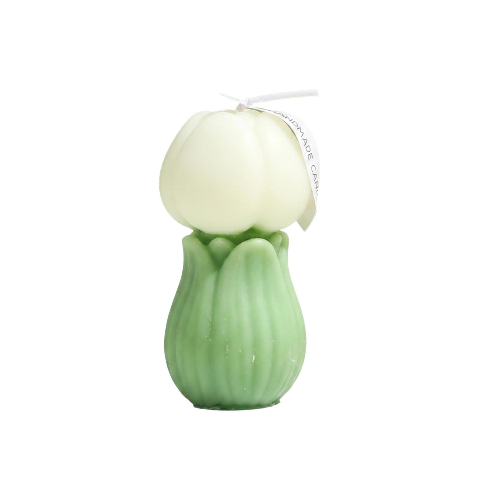 

Decorative Tulip Shaped Candle Handmade Wax Sculpture for Home Office Desk Living Room Shelf Centerpiece One Size