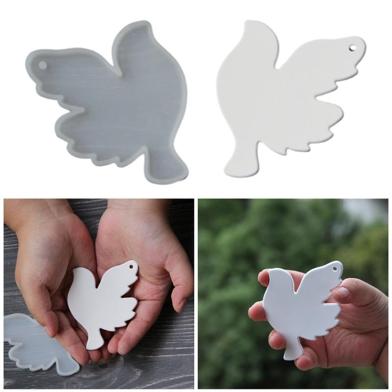 Flexible Silicone Doves Hanging Pendant Molds Hanging Ornament Mold Suitable for Craft Baking Party Decors and Holiday Present