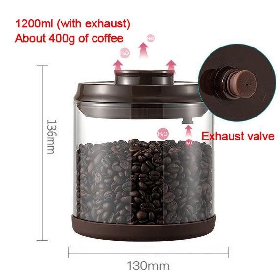 Coffee Beans Vacuum Sealed Tank Household Glass Food Storage Tank Moisture-proof Air Extraction Transparent Storage Tank