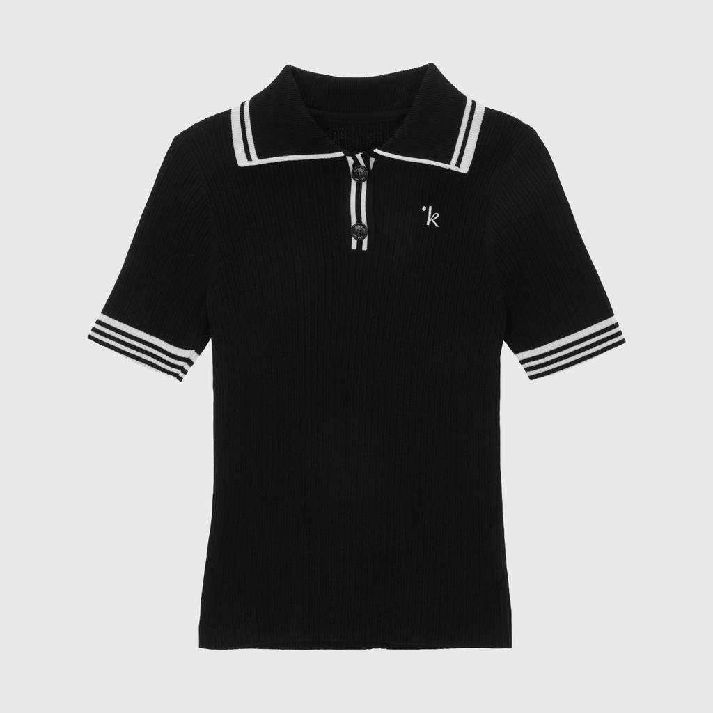 LIKK Stripe Texture Color Block Knit (Black)_L4A1-Nb02K