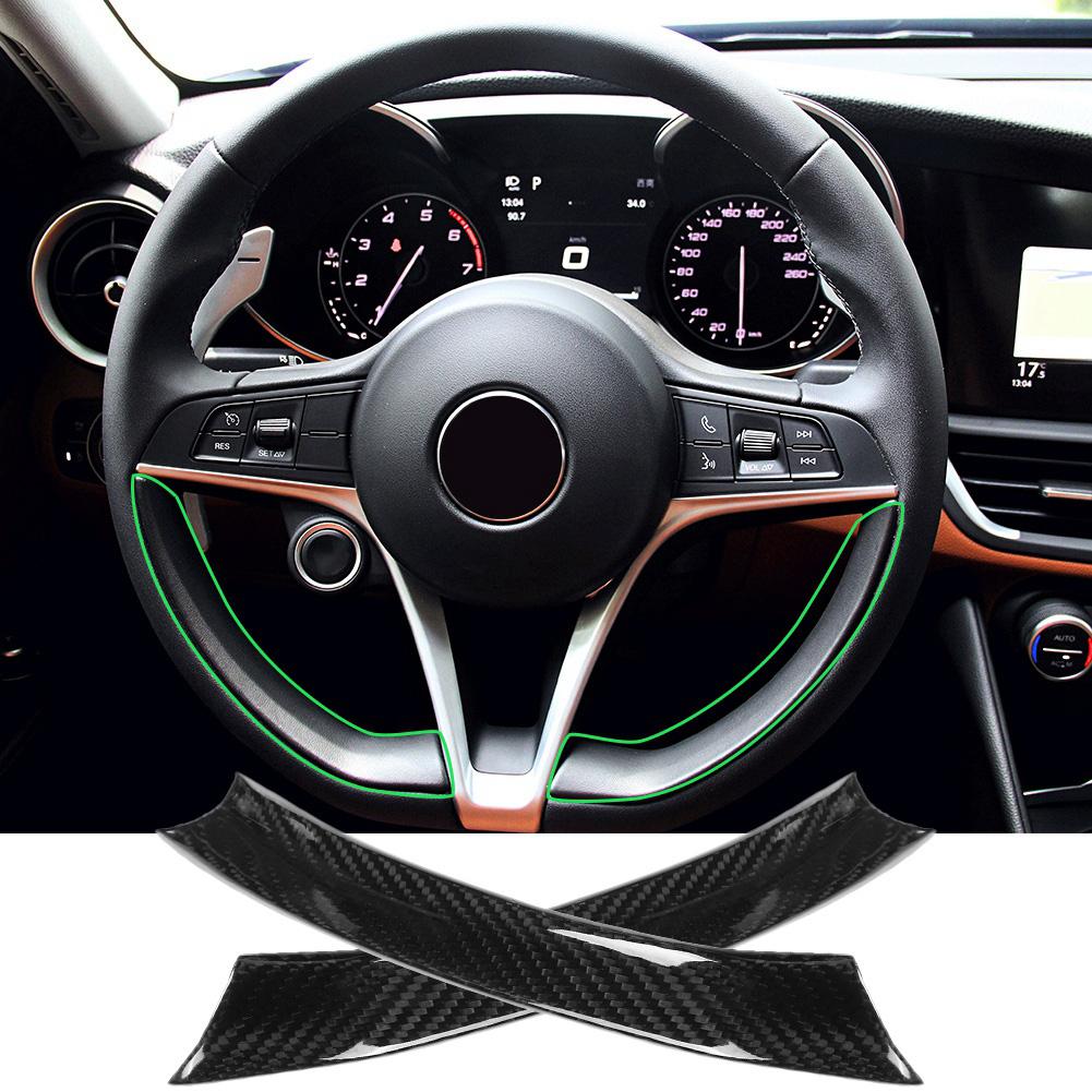 2Pcs Carbon Fiber Steering Wheel Decoration Strip Frame Trim for Alfa Romeo Giulia 17 18