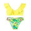 Children's Cute Two Pieces Swimsuit Girls‘ Tankini Bathing Suit Toddlers' Ruffled Top with Printed Briefs Summer Beach Swimming Suit for Kids