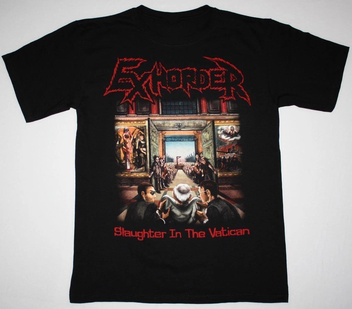 Vtg Exhorder Band SLAUGHTER IN THE VATICAN Cotton Black S-5XL Unisex Shirt MM792 XXXL