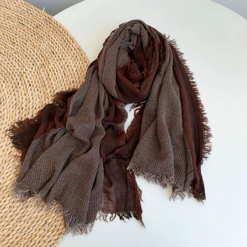 Vintage Men's Long Scarf Cotton Blend Fringed Unisex Scarves Tassel Long Shawl Autumn Winter Women Bufanda Wraps