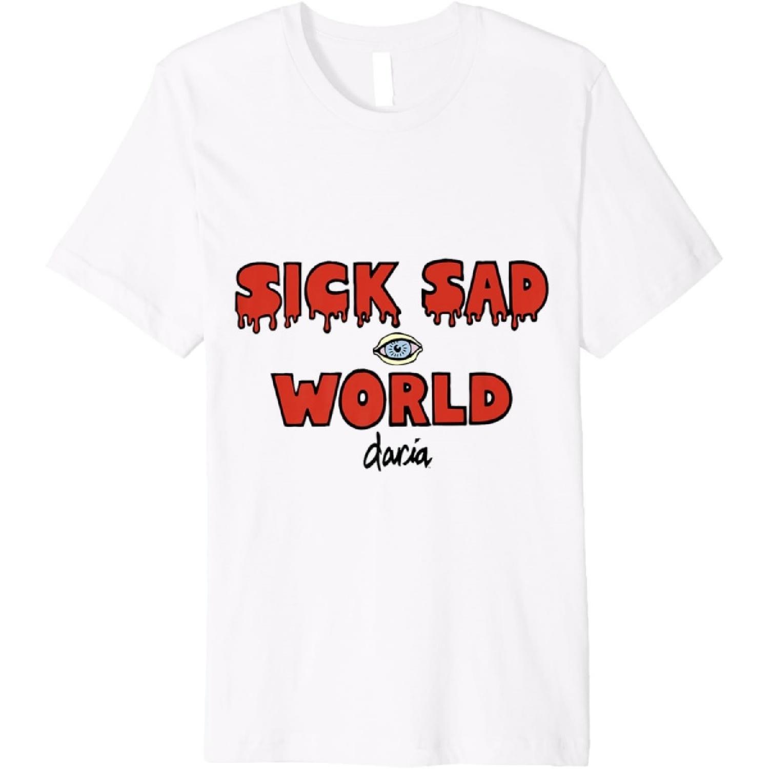 Daria Sick Sad World Text Premium T-Shirt XXXXXL белый