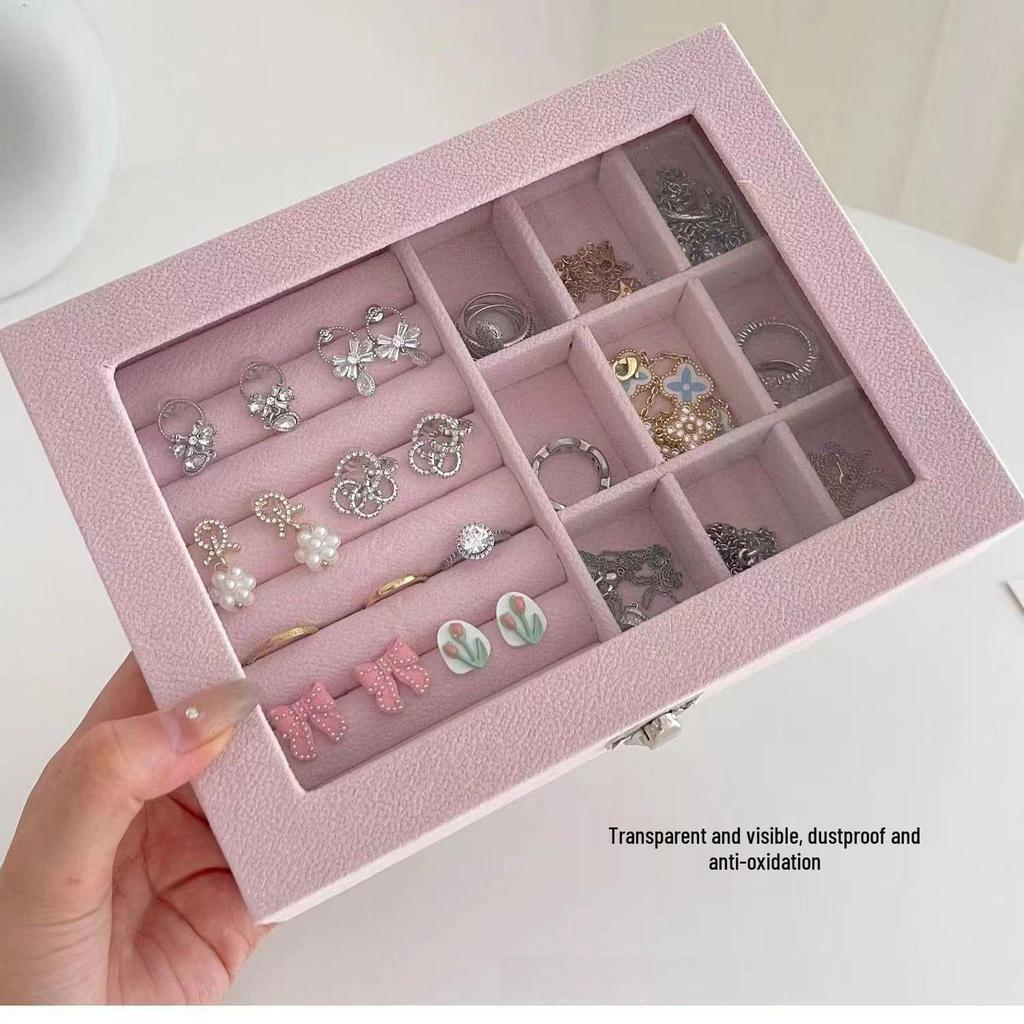 Transparent Acrylic Jewelry Storage Box: Dustproof, Anti-Oxidation Display for Earrings, Studs, Necklaces, and Bracelets.