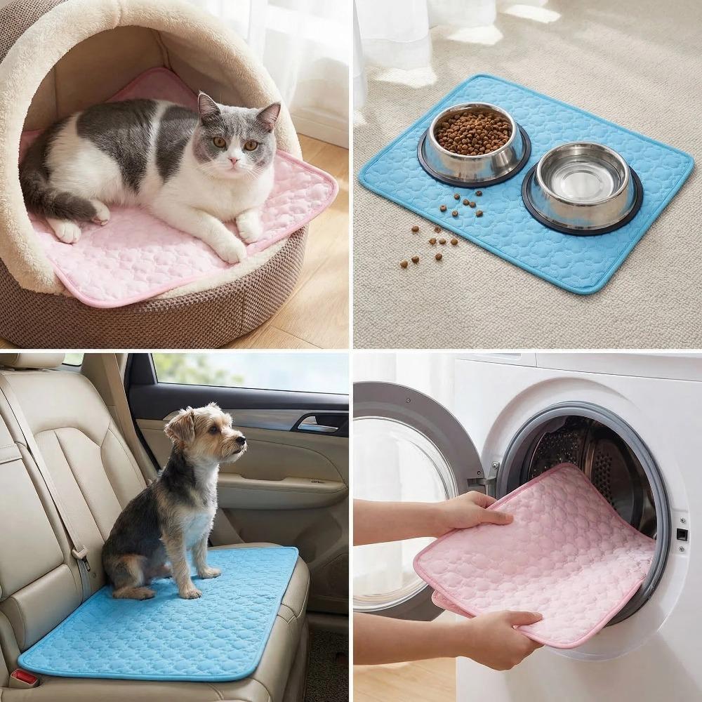 Dog Cooling Pad for Cats Rabbits Medium Large Dog Inner Curved Cool Fiber Pad Anti Slip Washable Outdoor Beds for Pets in Summer