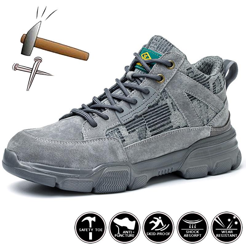 Steel Toe Work Boots Men Sport Safety Shoes Women Breathable Protective Work Shoes Men Safety Boots Anti-Smash Welder Shoes Male